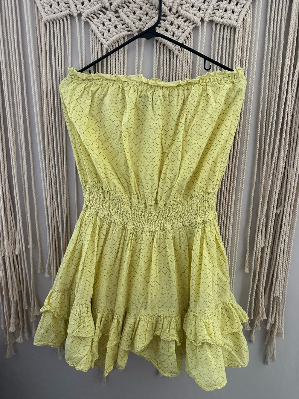 Moda International Yellow Strapless Ruffle Eyelet Dress